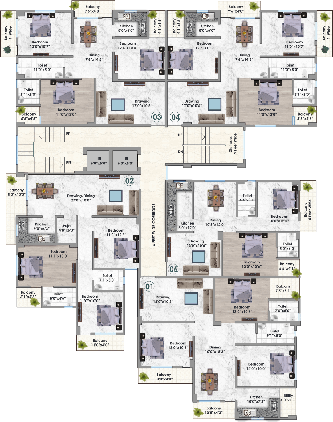 Block A – 4th to 7th Floor